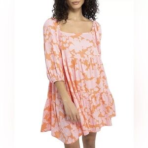 Plus Size Sanctuary Floral Pink and Orange Mini Dress